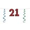Beistle Club Pack of 12 Red Glittered "21" Birthday Decorative Party Streamers 7'